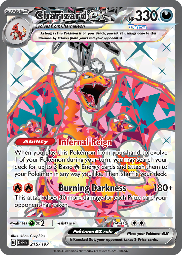 Charizard ex 215/197, Obsidian Flames Pokémon card