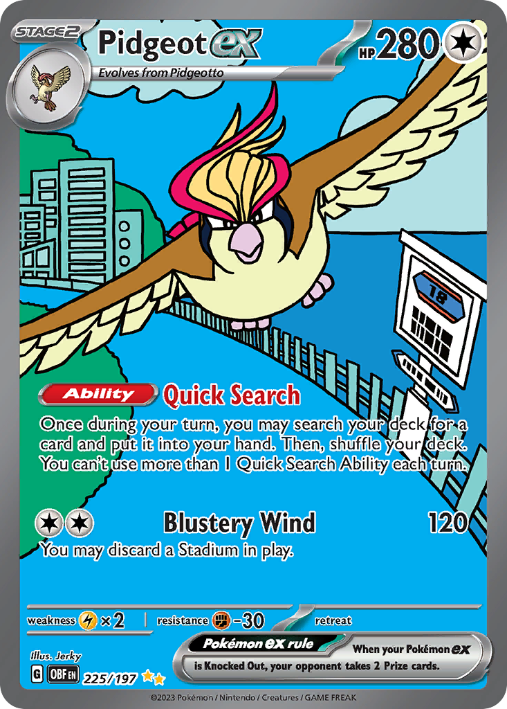Pidgeot ex 225/197, Obsidian Flames Pokémon card