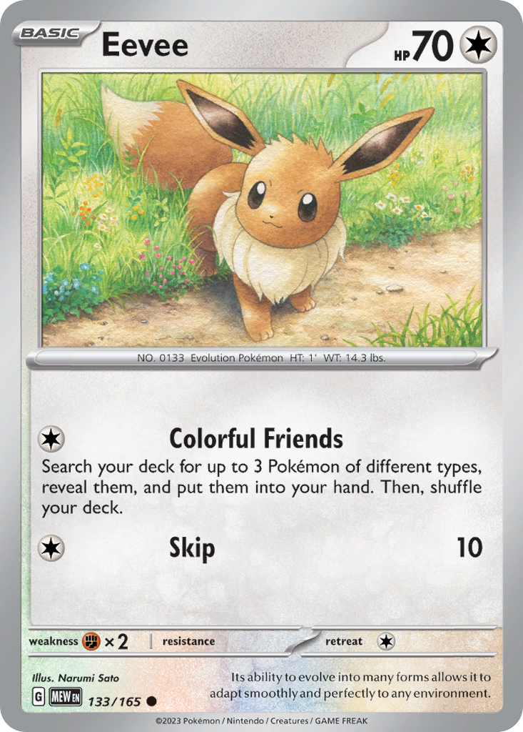 Eevee 133/165, 151 Pokémon card