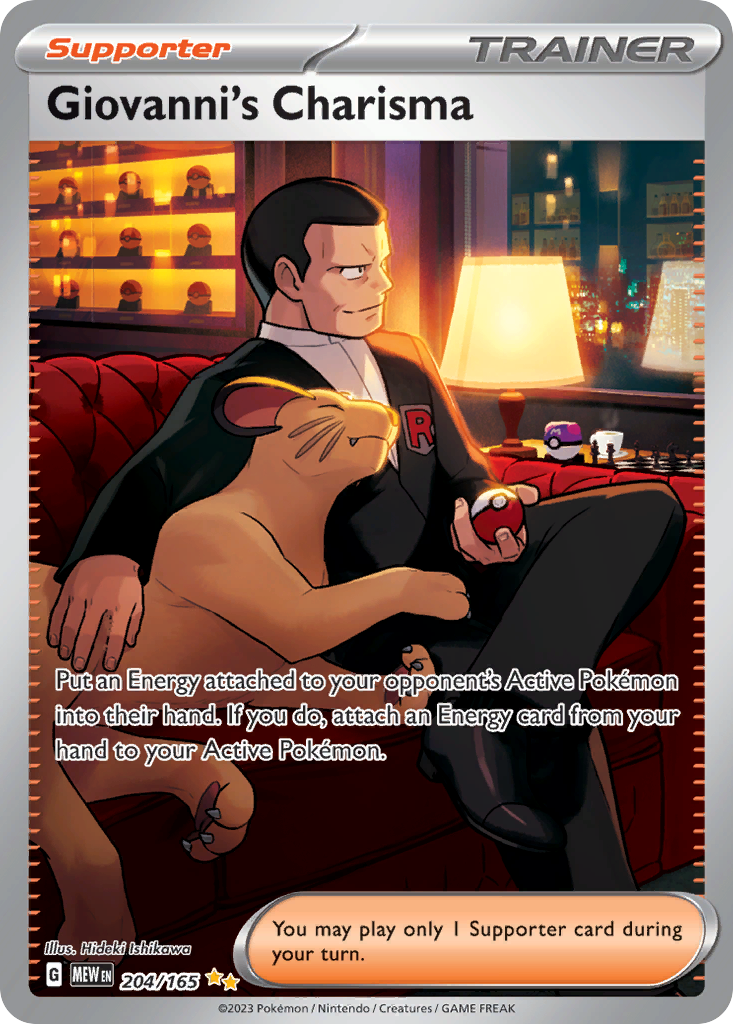 Giovanni's Charisma 204/165, 151 Pokémon card