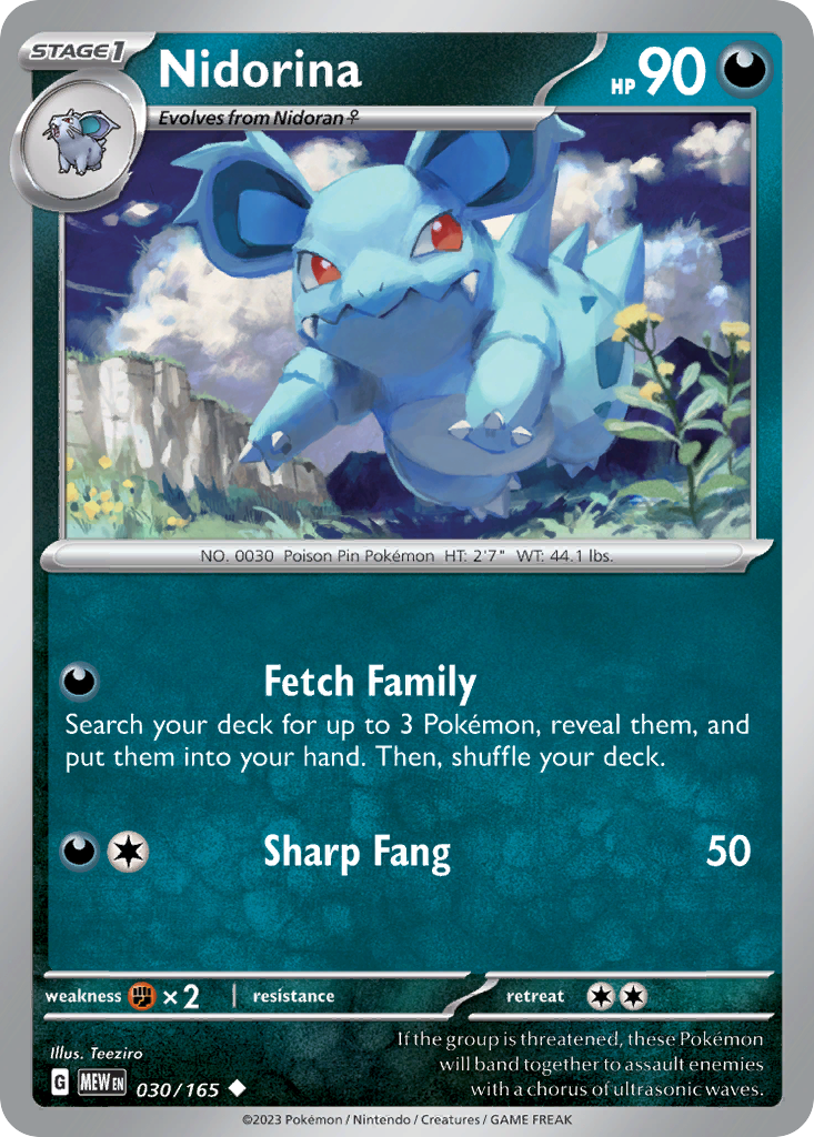 Nidorina 30/165, 151 Pokémon card