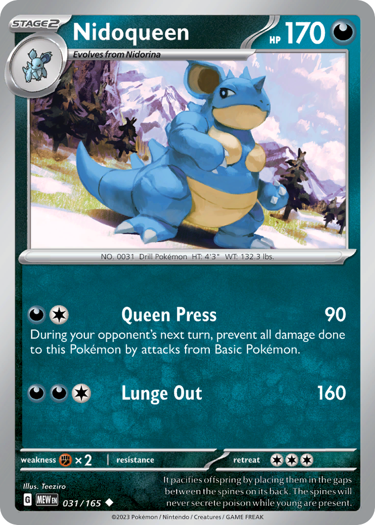 Nidoqueen 31/165, 151 Pokémon card