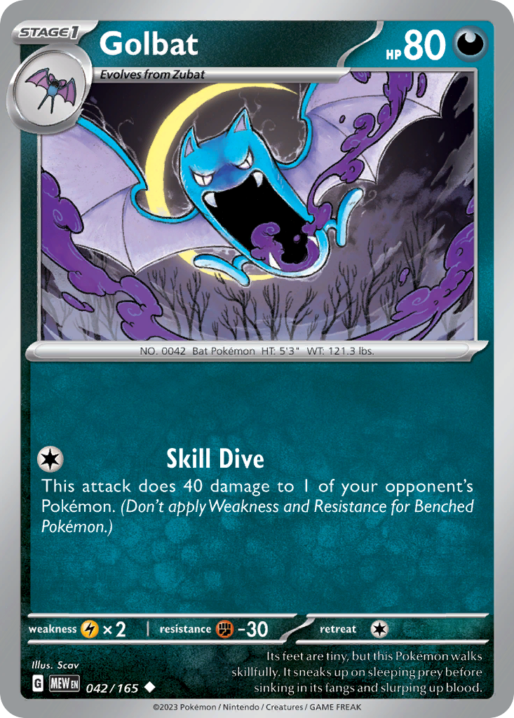 Golbat 42/165, 151 Pokémon card