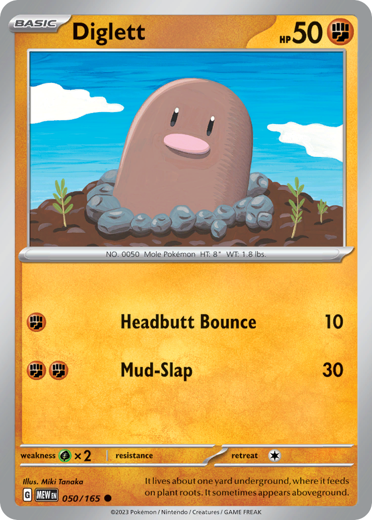 Diglett 50/165, 151 Pokémon card