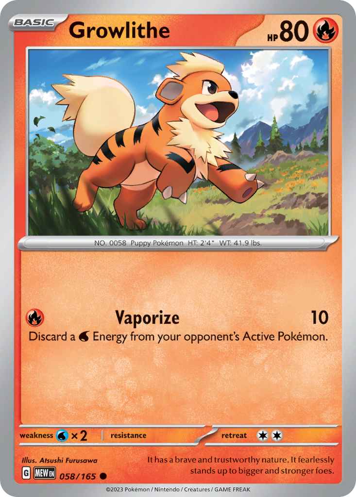 Growlithe 58/165, 151 Pokémon card