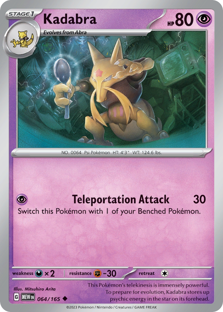 Kadabra 64/165, 151 Pokémon card