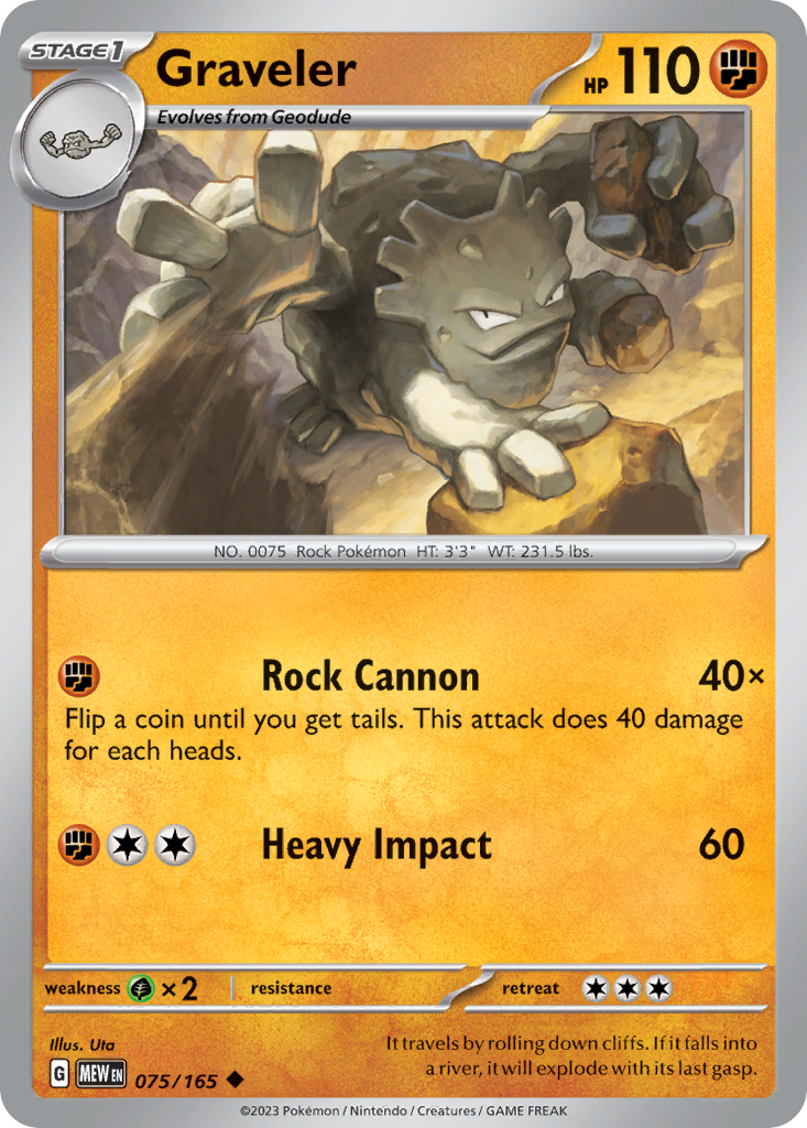 Graveler 75/165, 151 Pokémon card