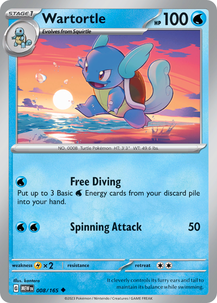 Wartortle 8/165, 151 Pokémon card