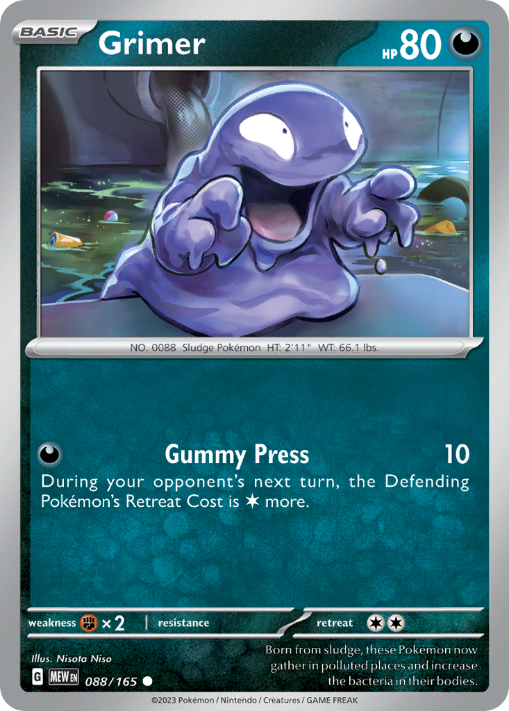 Grimer 88/165, 151 Pokémon card