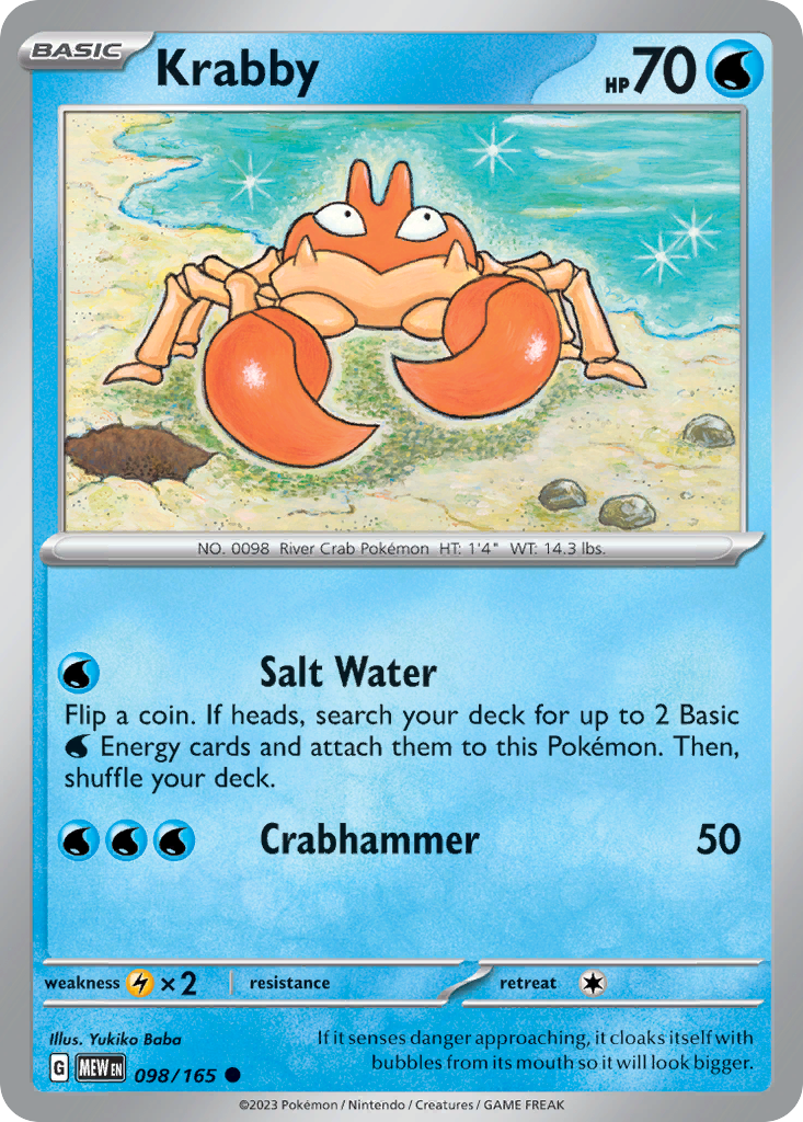 Krabby 98/165, 151 Pokémon card