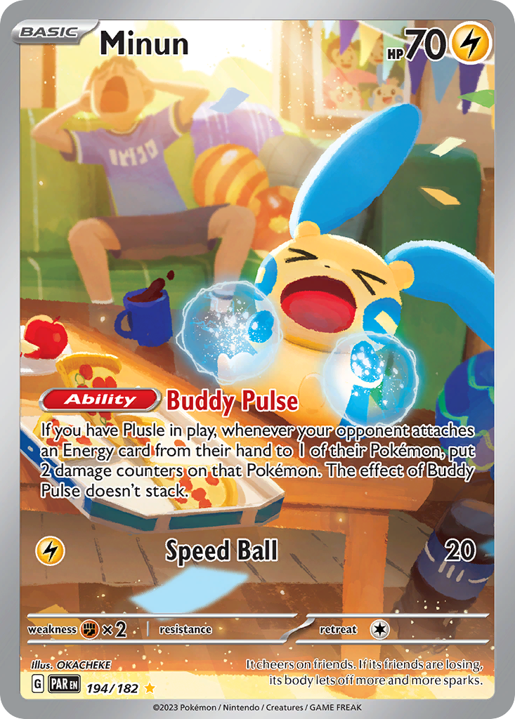 Minun 194/182, Paradox Rift Pokémon card