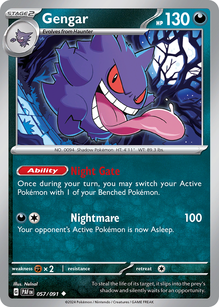 Gengar 57/91, Paldean Fates Pokémon card