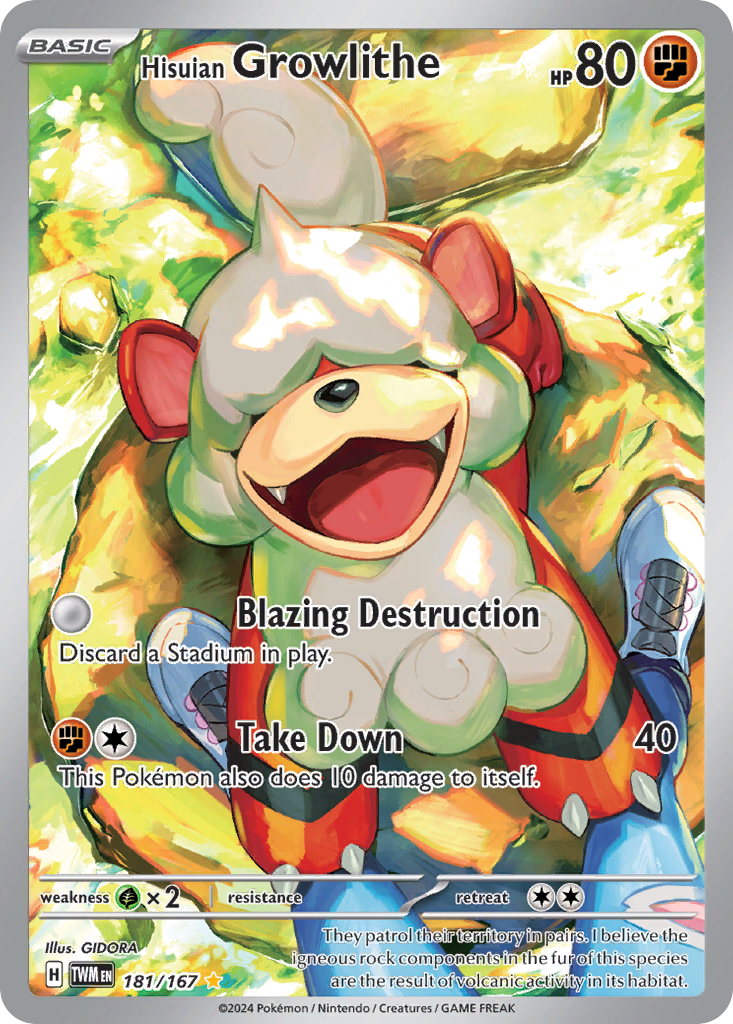 Hisuian Growlithe 181/167, Twilight Masquerade Pokémon card