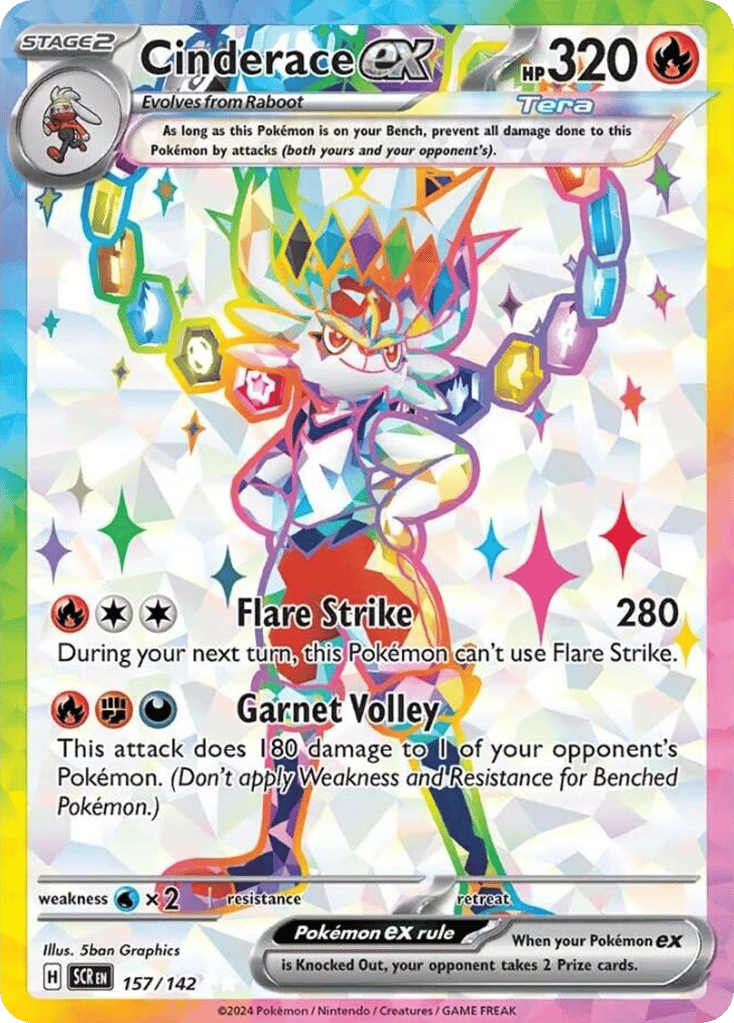 Cinderace ex 157/142, Stellar Crown Pokémon card