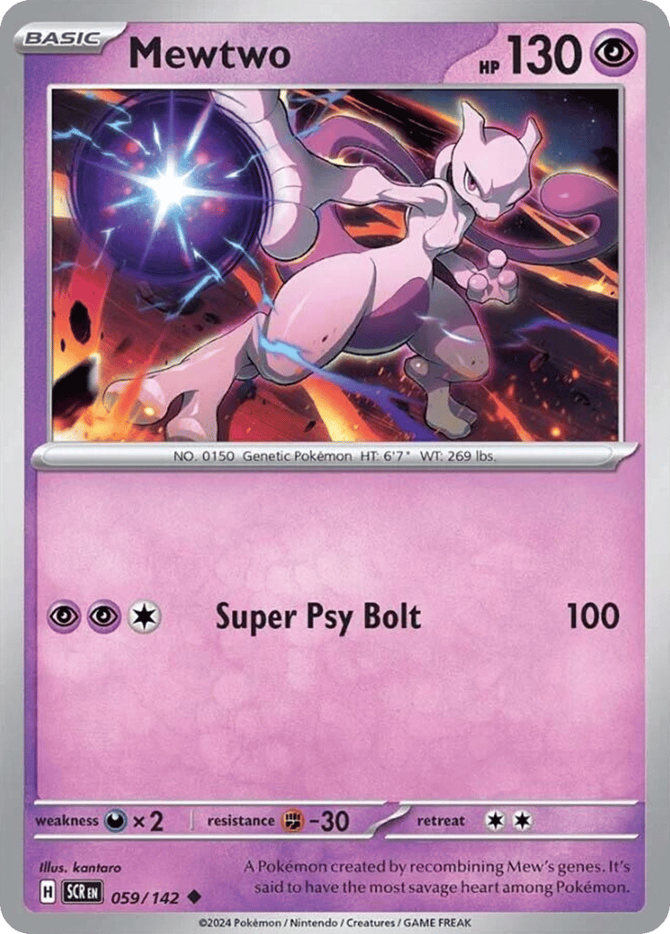Mewtwo 59/142, Stellar Crown Pokémon card
