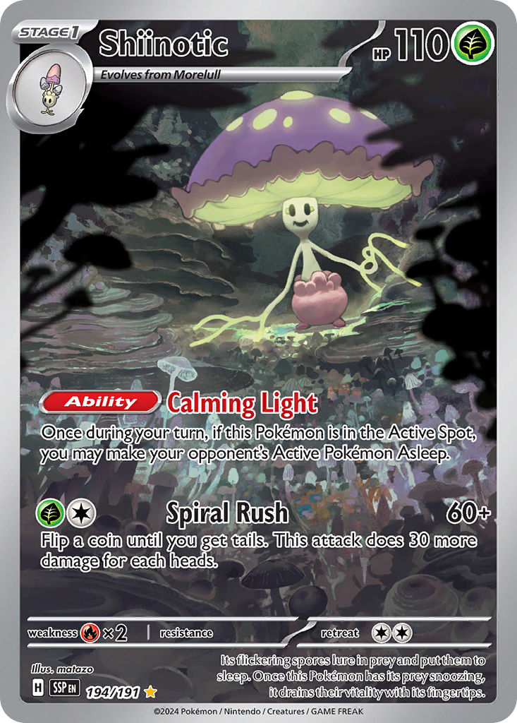 Shiinotic 194/191, Surging Sparks Pokémon card