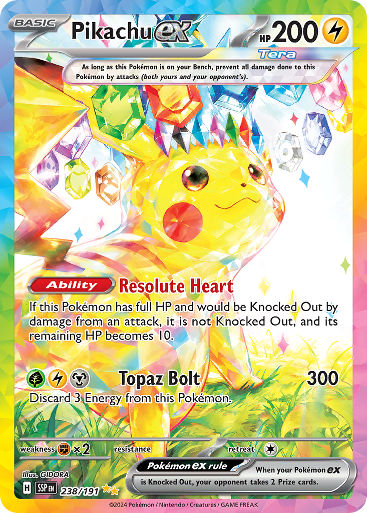Pikachu ex 238/191, Surging Sparks Pokémon card