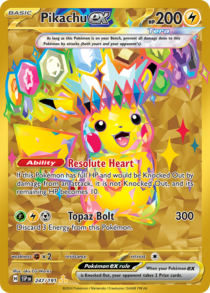 Pikachu ex 247/191, Surging Sparks Pokémon card