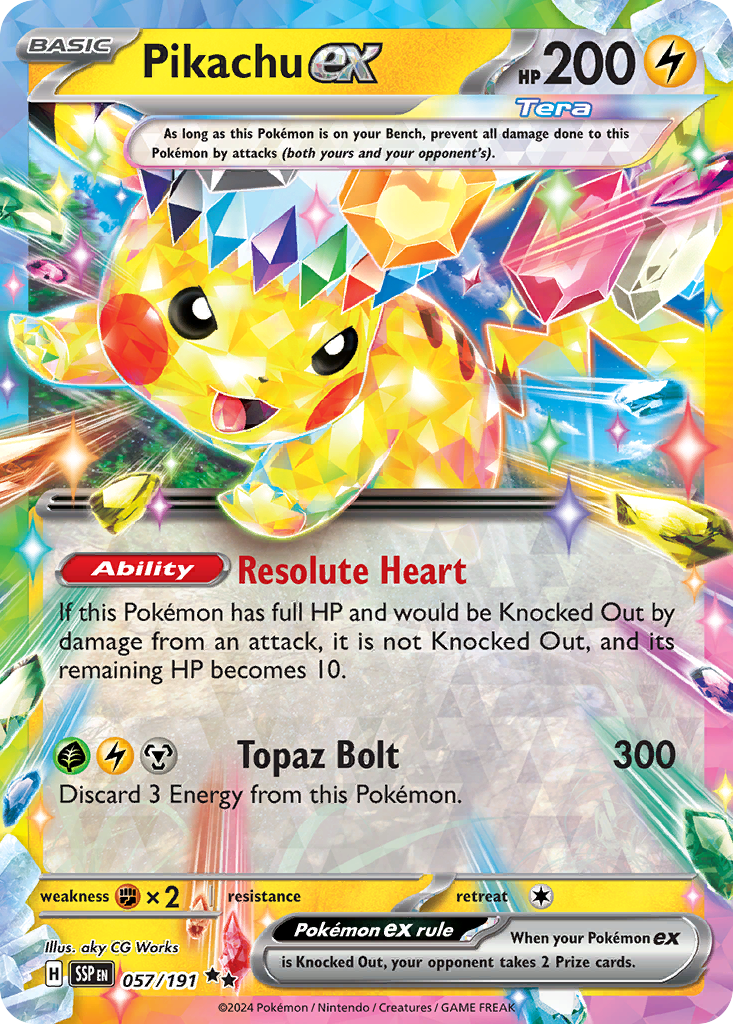 Pikachu ex 57/191, Surging Sparks Pokémon card