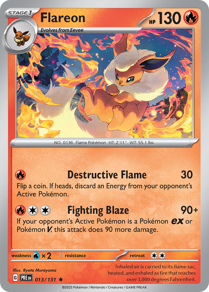 Flareon 13/131, Prismatic Evolutions Pokémon card