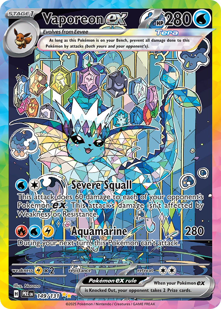 Vaporeon ex 149/131, Prismatic Evolutions Pokémon card