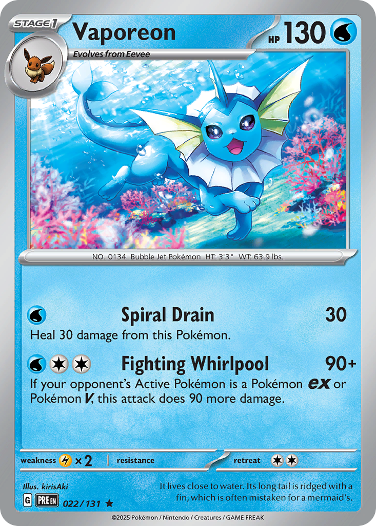 Vaporeon 22/131, Prismatic Evolutions Pokémon card