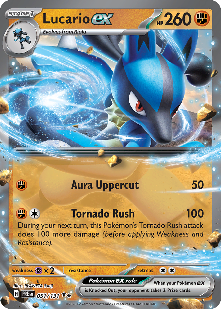 Lucario ex 51/131, Prismatic Evolutions Pokémon card