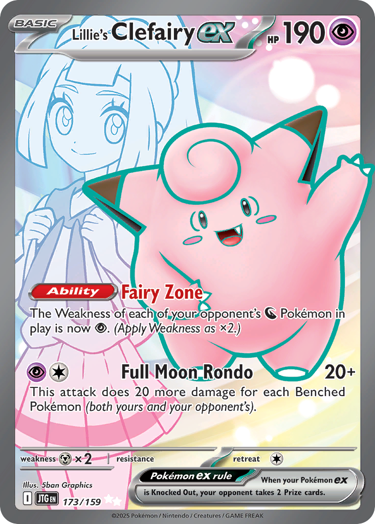 Lillie's Clefairy ex 173/159, Journey Together Pokémon card