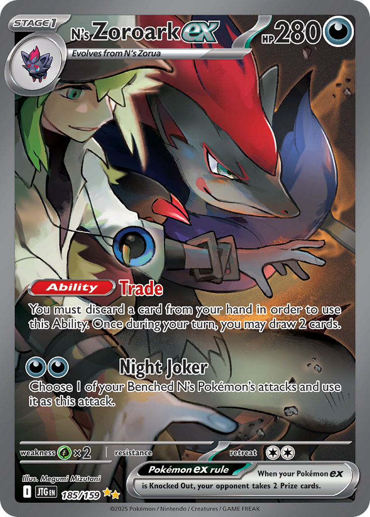 N's Zoroark ex 185/159, Journey Together Pokémon card