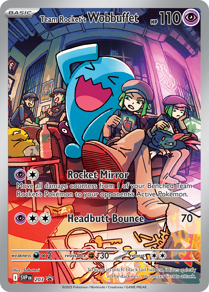 Team Rocket's Wobbuffet 203/224, Scarlet & Violet Black Star Promos Pokémon card