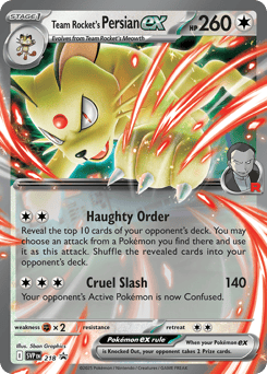 Team Rocket's Persian ex 218/224 Scarlet & Violet Black Star Promos