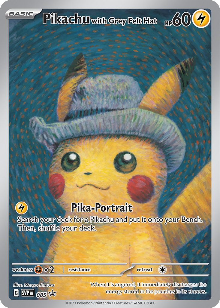 Pikachu with Grey Felt Hat 85/224, Scarlet & Violet Black Star Promos Pokémon card