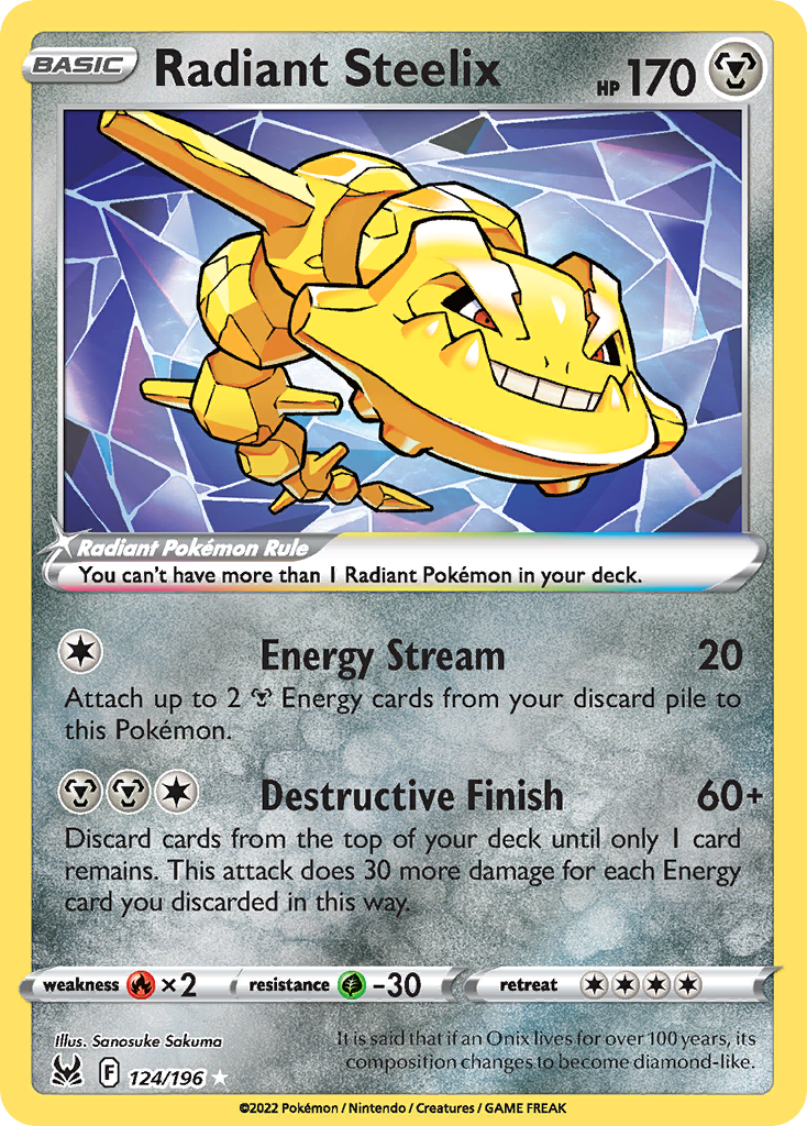 Radiant Steelix 124/196, Lost Origin Pokémon card