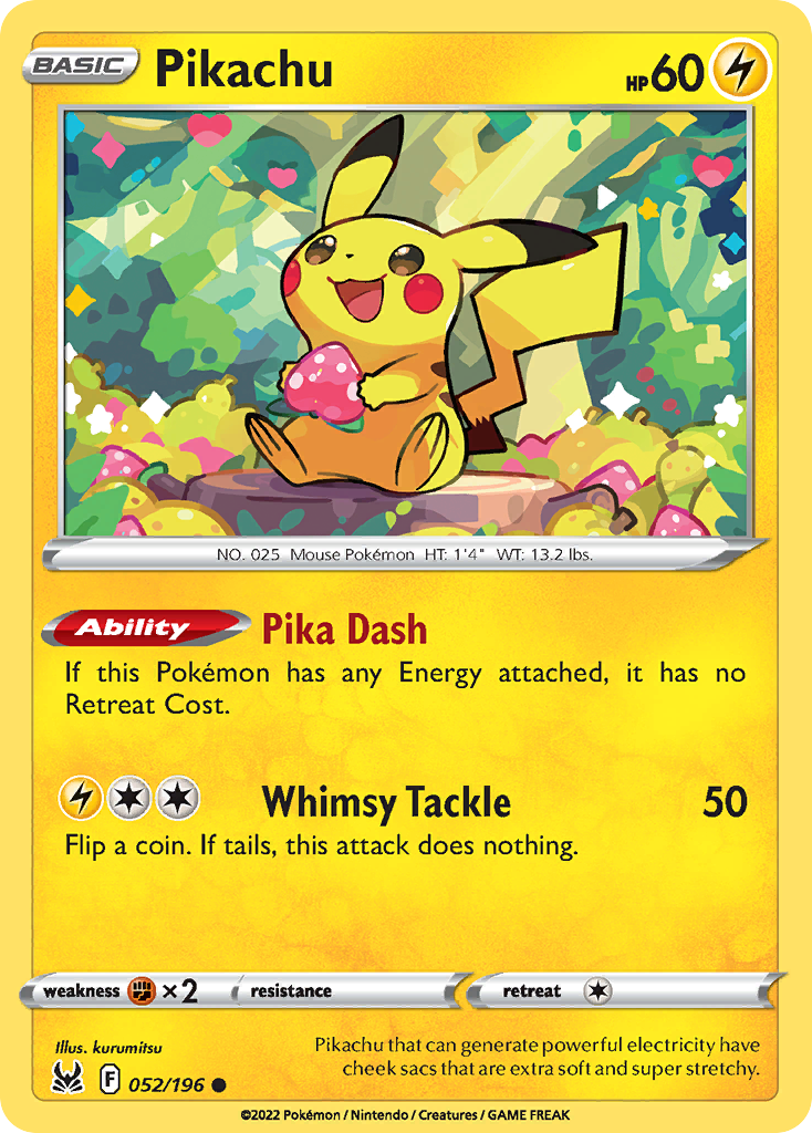 Pikachu 52/196, Lost Origin Pokémon card