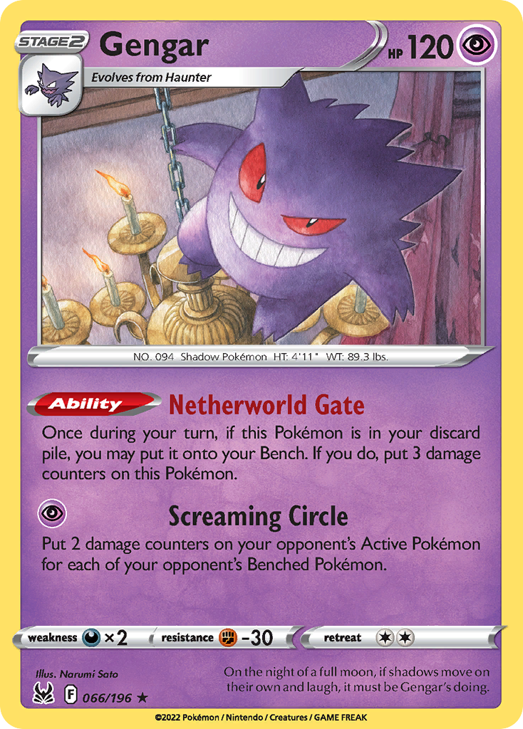 Gengar 66/196, Lost Origin Pokémon card