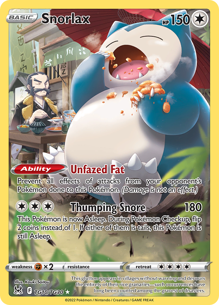 Snorlax TG10, Lost Origin Trainer Gallery Pokémon card
