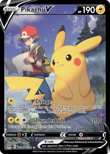 Pikachu V TG16 from Lost Origin Trainer Gallery