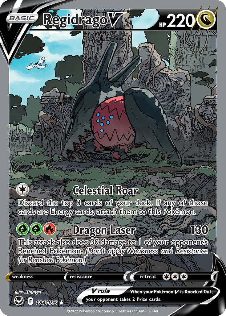Regidrago V 184/195, Silver Tempest Pokémon card