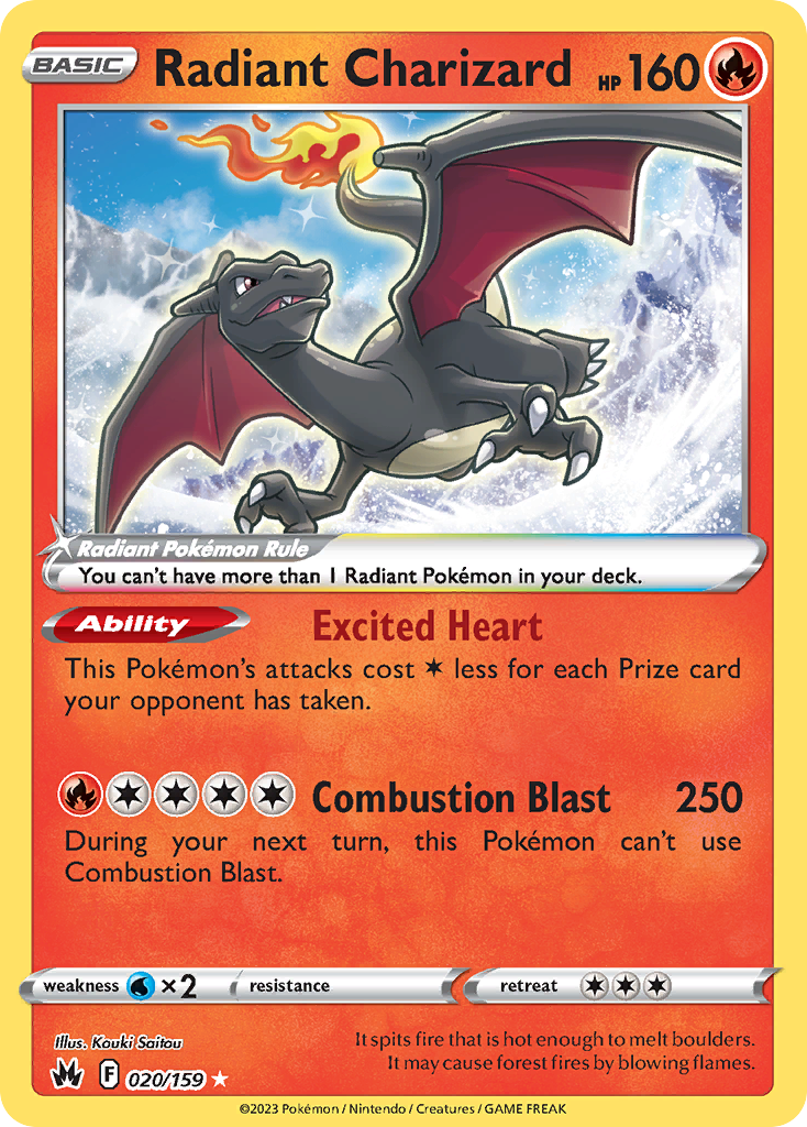 Radiant Charizard 20/159, Crown Zenith Pokémon card