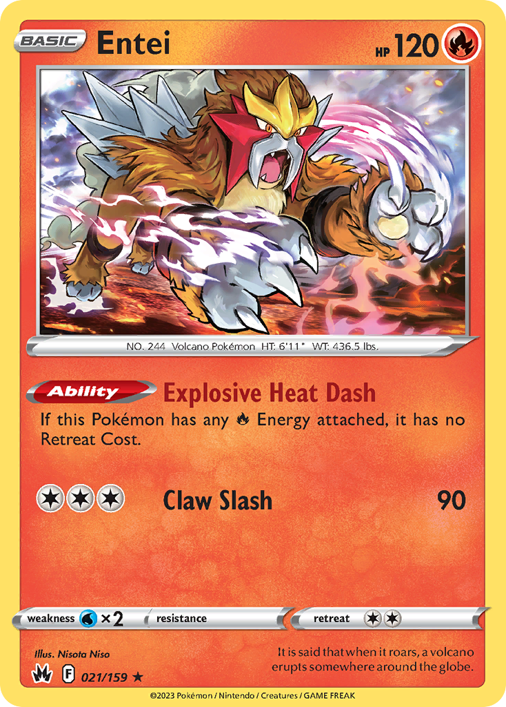 Entei 21/159, Crown Zenith Pokémon card