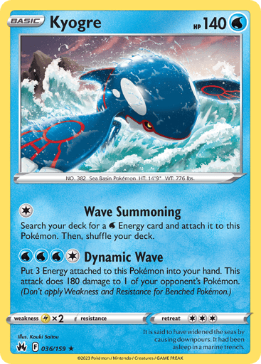 Kyogre 36/159 from Crown Zenith