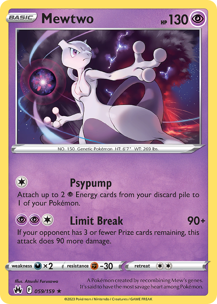 Mewtwo 59/159, Crown Zenith Pokémon card