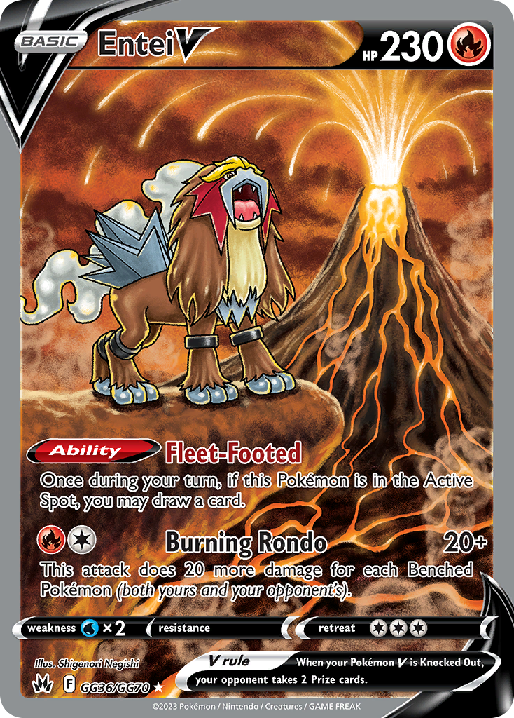 Entei V GG36, Crown Zenith Galarian Gallery Pokémon card