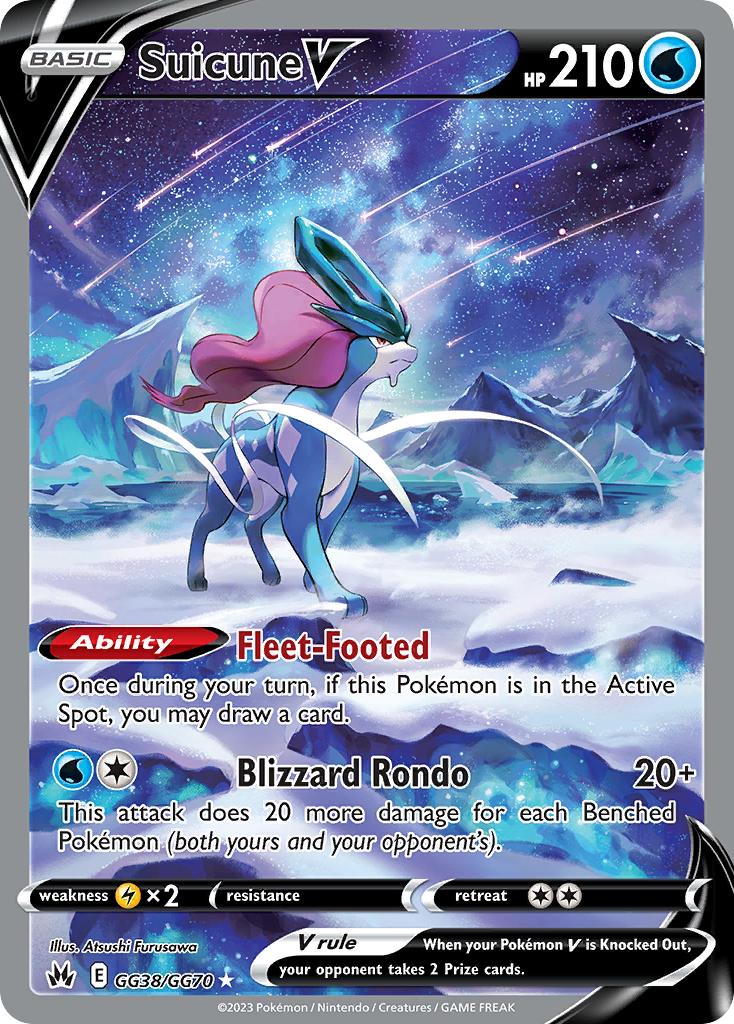 Suicune V GG38, Crown Zenith Galarian Gallery Pokémon card
