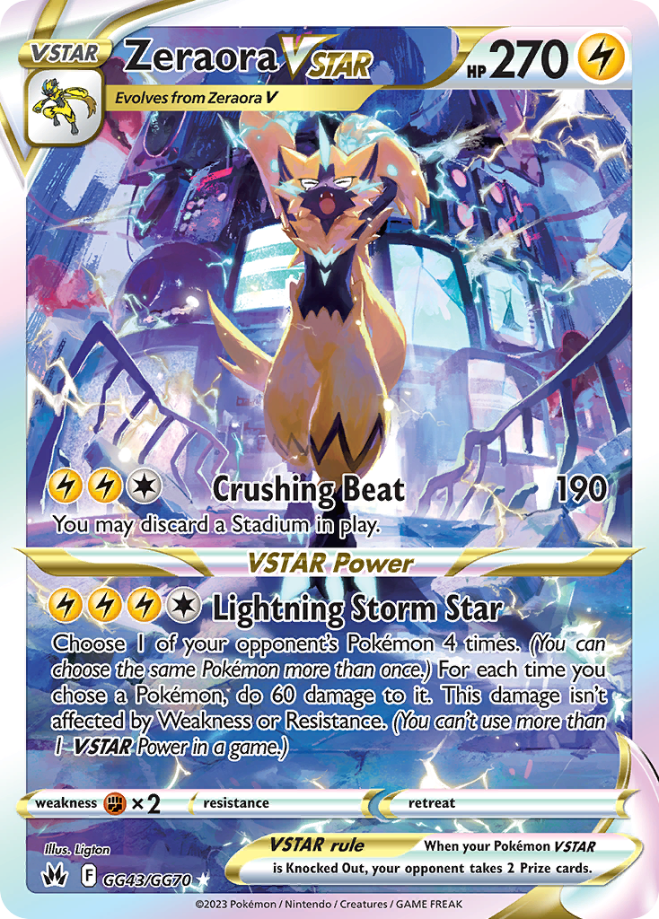 Zeraora VSTAR GG43, Crown Zenith Galarian Gallery Pokémon card