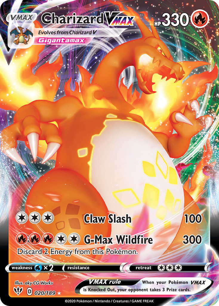 Charizard VMAX 20/189, Darkness Ablaze Pokémon card
