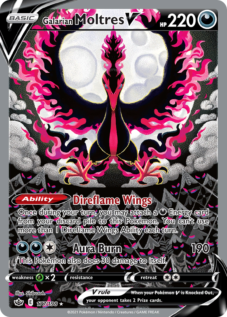 Galarian Moltres V 177/198, Chilling Reign Pokémon card