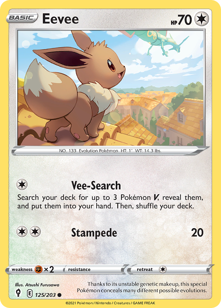 Eevee 125/203, Evolving Skies Pokémon card