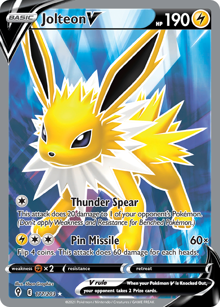 Jolteon V 177/203, Evolving Skies Pokémon card