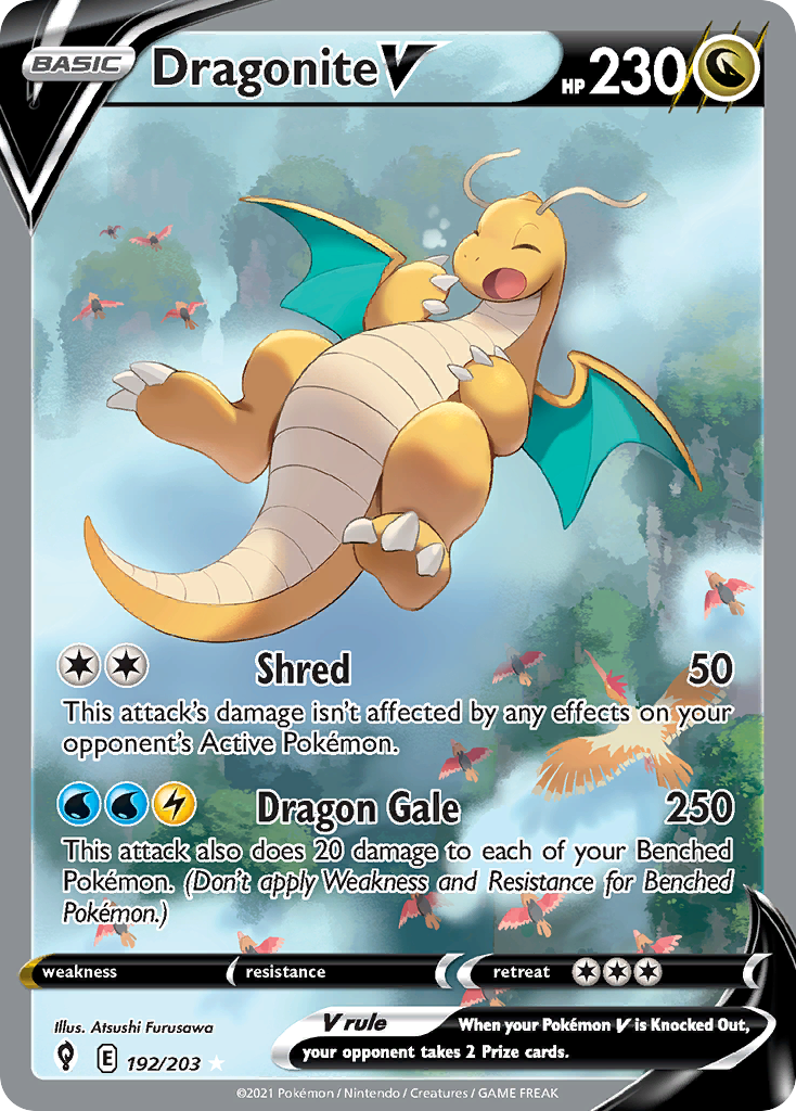Dragonite V 192/203, Evolving Skies Pokémon card